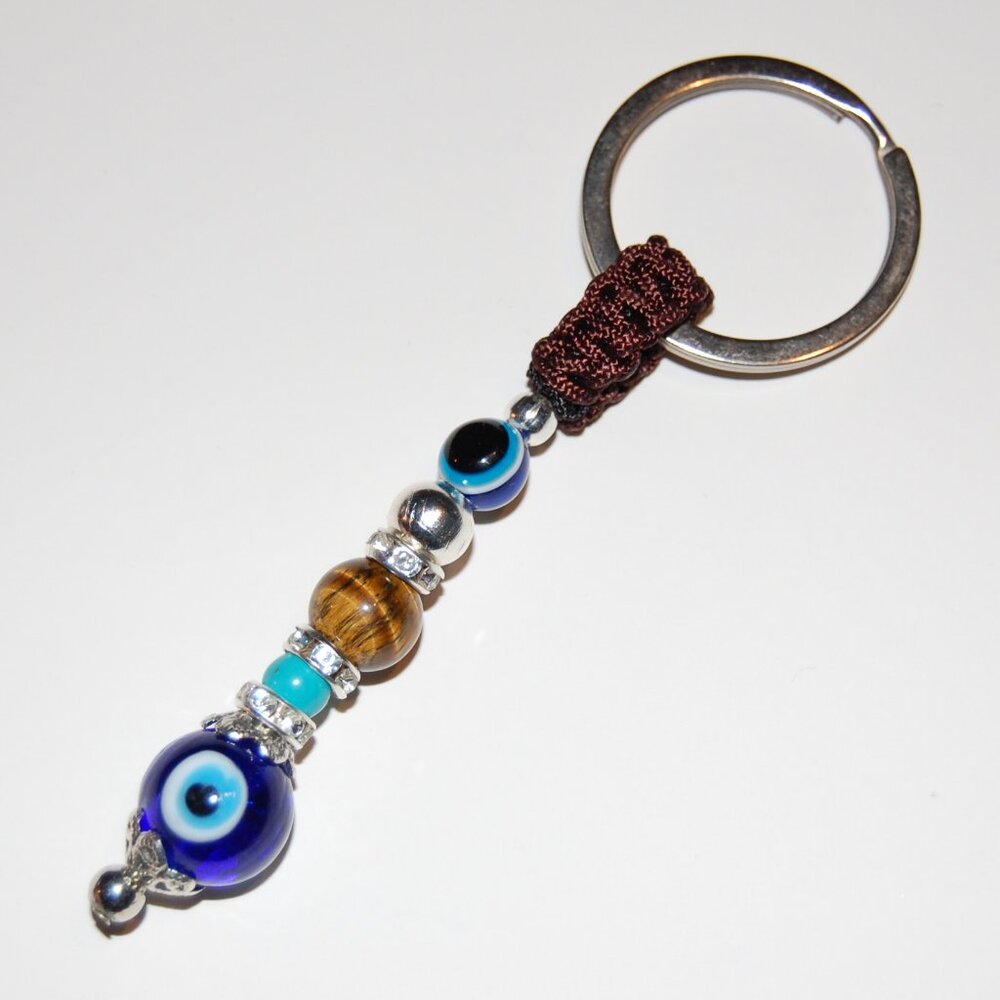 Hamsa Keychain,Evil Eye Keychain,Good Luck Keyring,Tiger Eye Stone